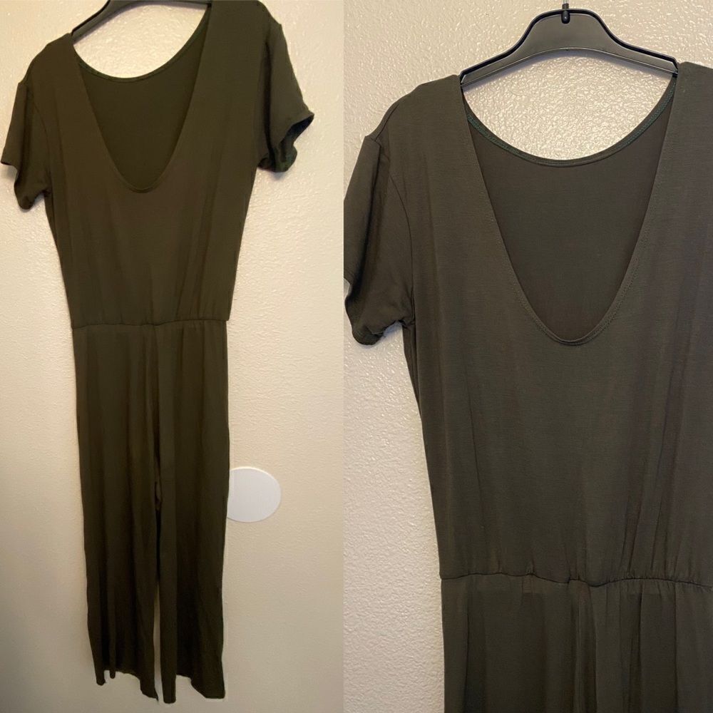 Kizzi Dancewear olive dark green unitard jumpsuit v-neck -SA small adult